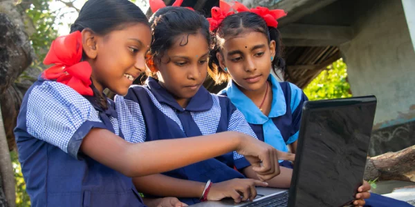 Children happily engaged in learning